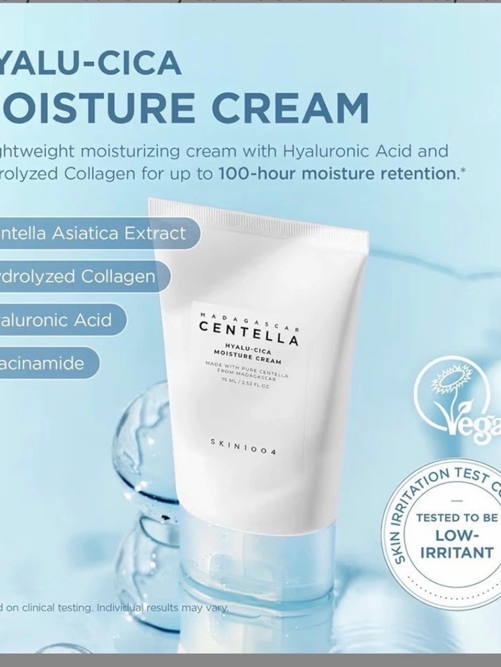 SKIN1004 Madagascar Centella Hyalu-Cica Moisture Cream Hyaluronic Acid Moisture
